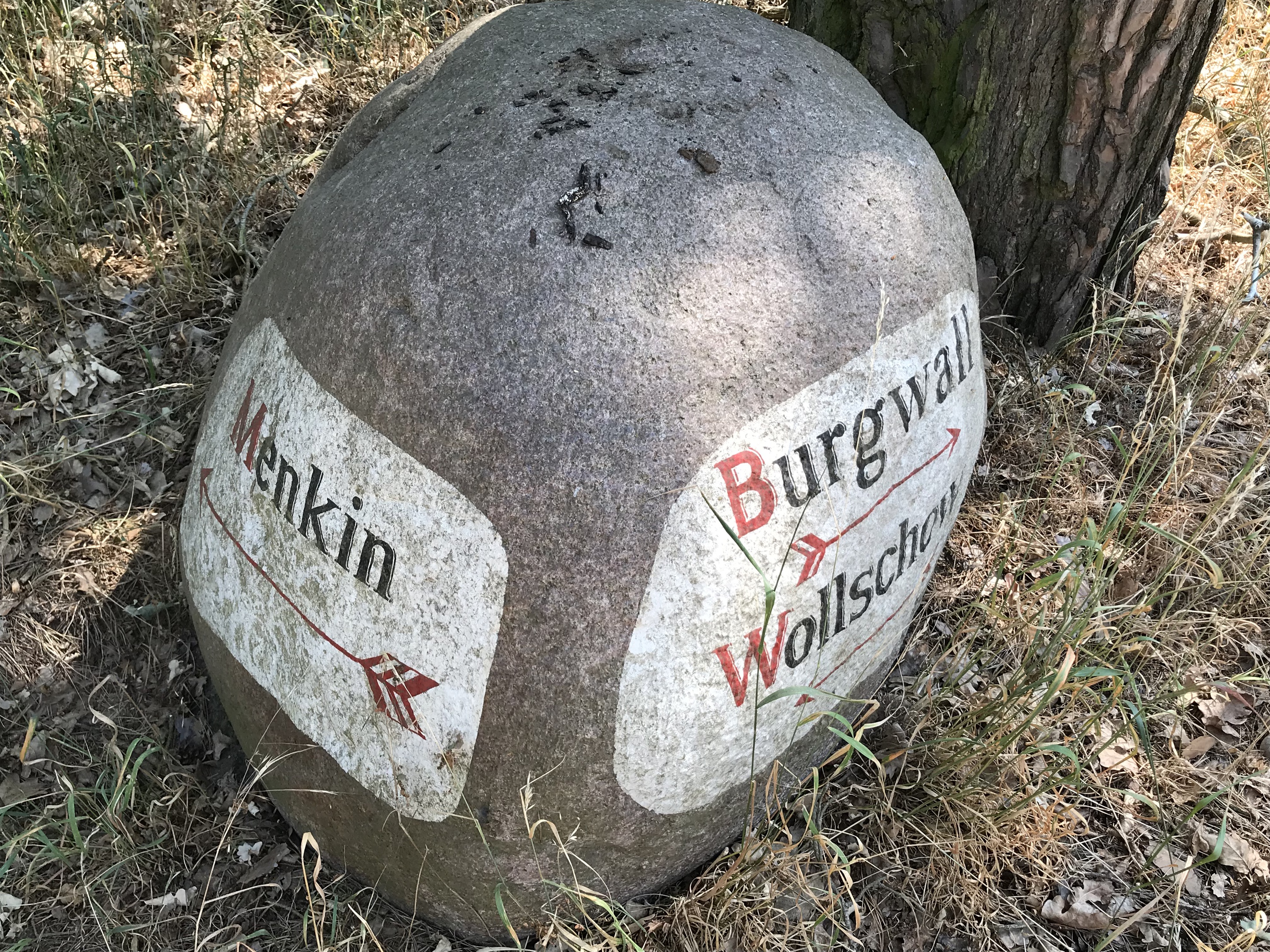 Stein am Wegesrand Burgwall Wollschow, Foto: Anet Hoppe, Lizenz: Anet Hoppe